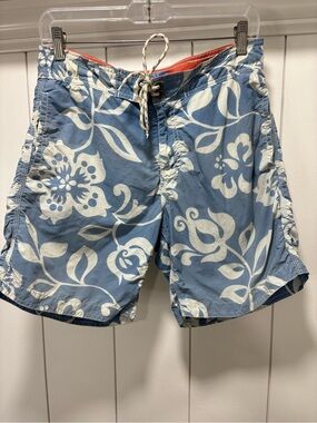 BODEN Mens Swim Trunks Blue Hawaiian Swim Board Shorts Size 30